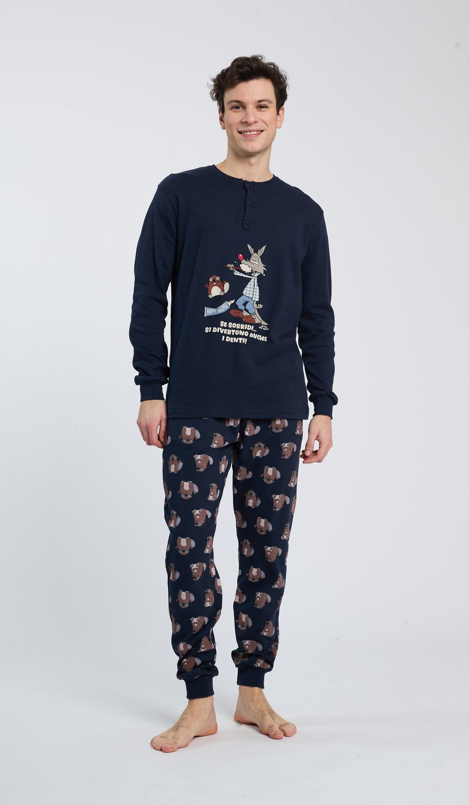 Pigiama Serafino Uomo Sorridi Comfort e Stile per Notte di Relax Assoluto