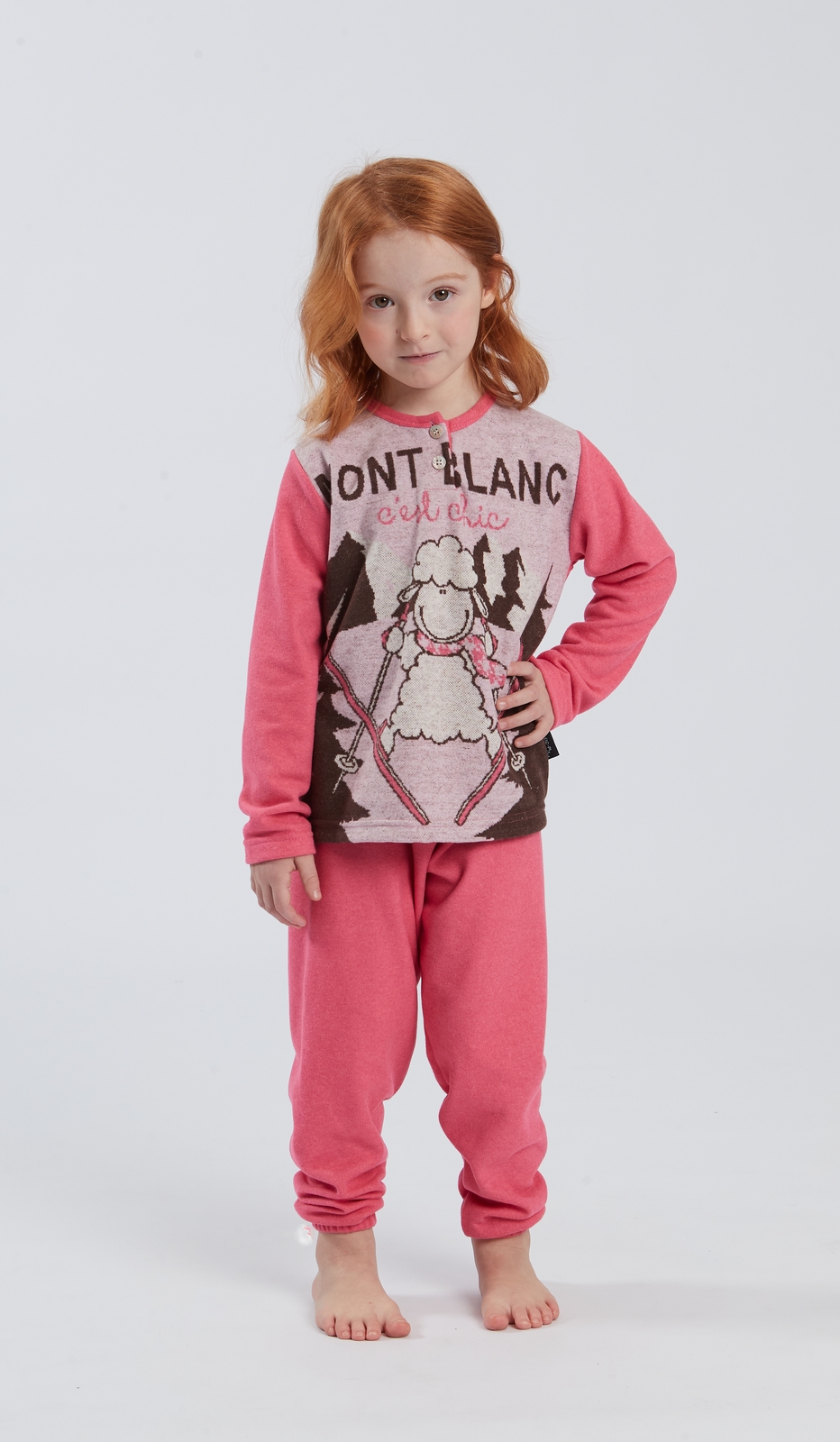 Pigiama Serafino Bimba Mont Blanc P.M. Comfort e Stile Unici in 50% Cotone e 50% Poliestere per Piccole Sognatrici